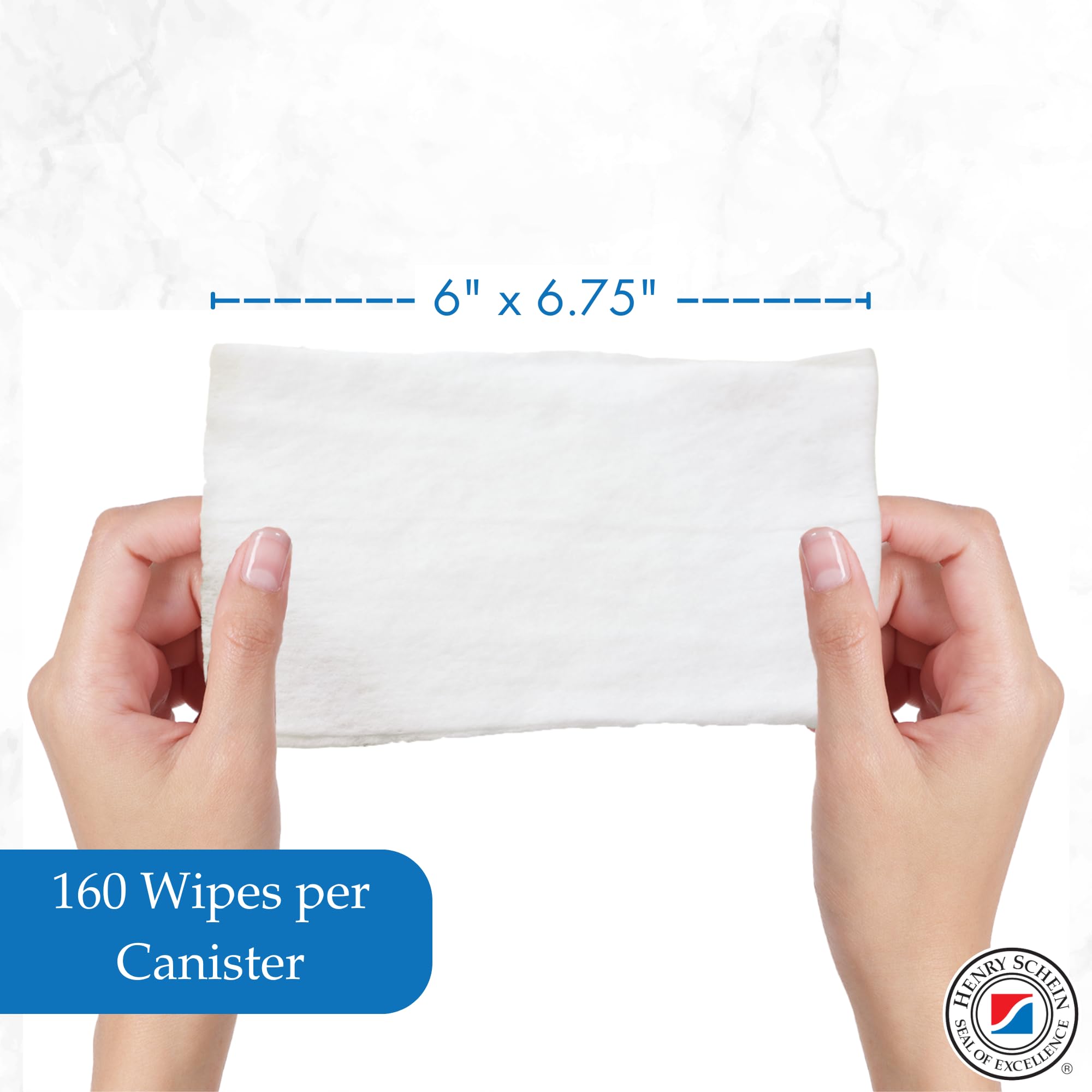 Henry Schein Maxiwipe Surface Cleaning Wipes – 6" x 6.75" – Large Disposable Cloths, Latex-Free, White