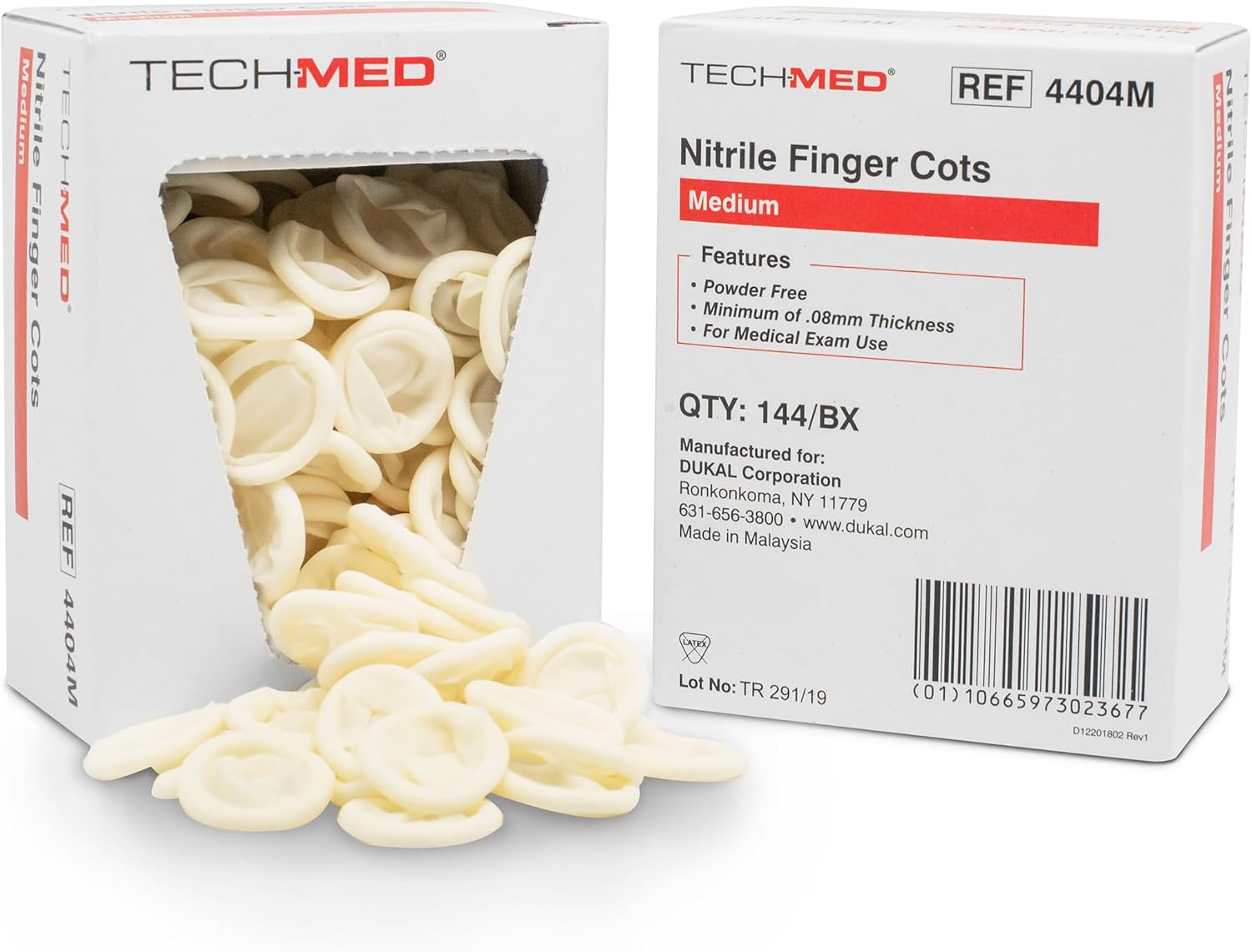 Dukal Tech-Med 4404 Series Finger Cot, Size S-XL, Nitrile (Pack of 144)