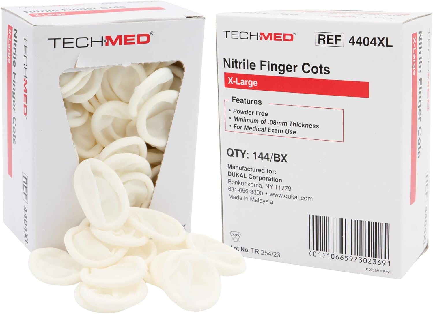 Dukal Tech-Med 4404 Series Finger Cot, Size S-XL, Nitrile (Pack of 144)