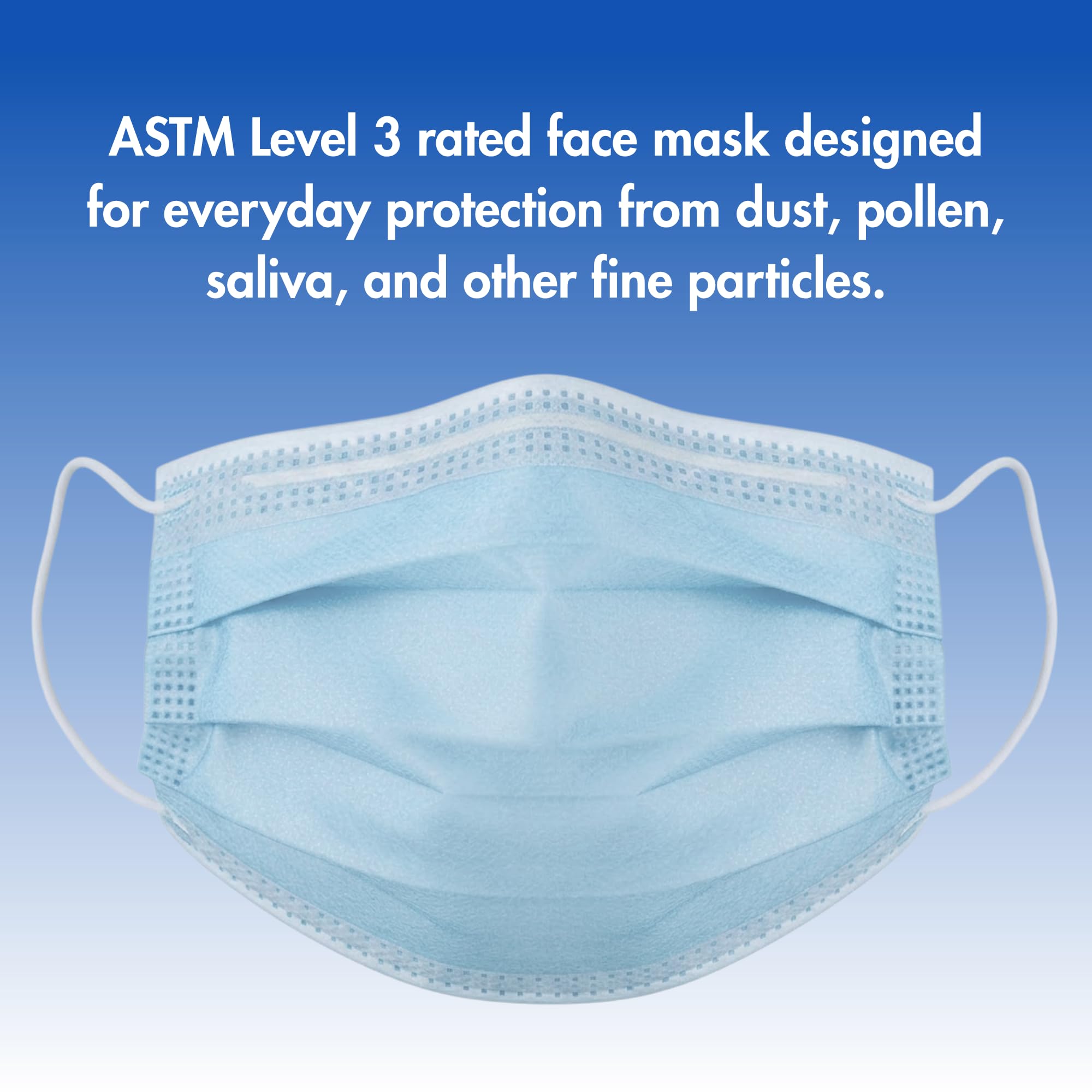Criterion ASTM Level 3 Disposable Face Mask – Anti-Fog, Mask, 3-Ply, Fluid Resistant, Latex-Free, Flat Earloops, Adult, 50/Box