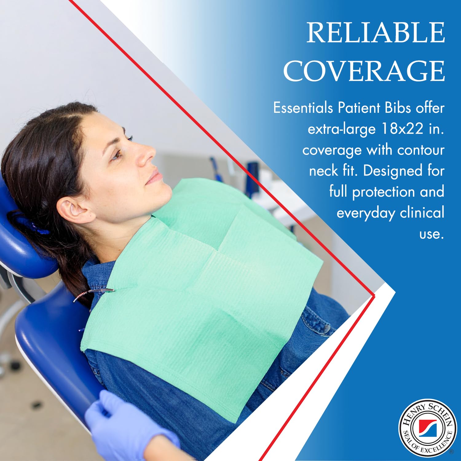 Patient Bibs – 18" x 22", – Tissue with Poly Backing, Disposable – Waterproof, Durable Protection for Dental, Medical, or Salon Use – 400 per Case