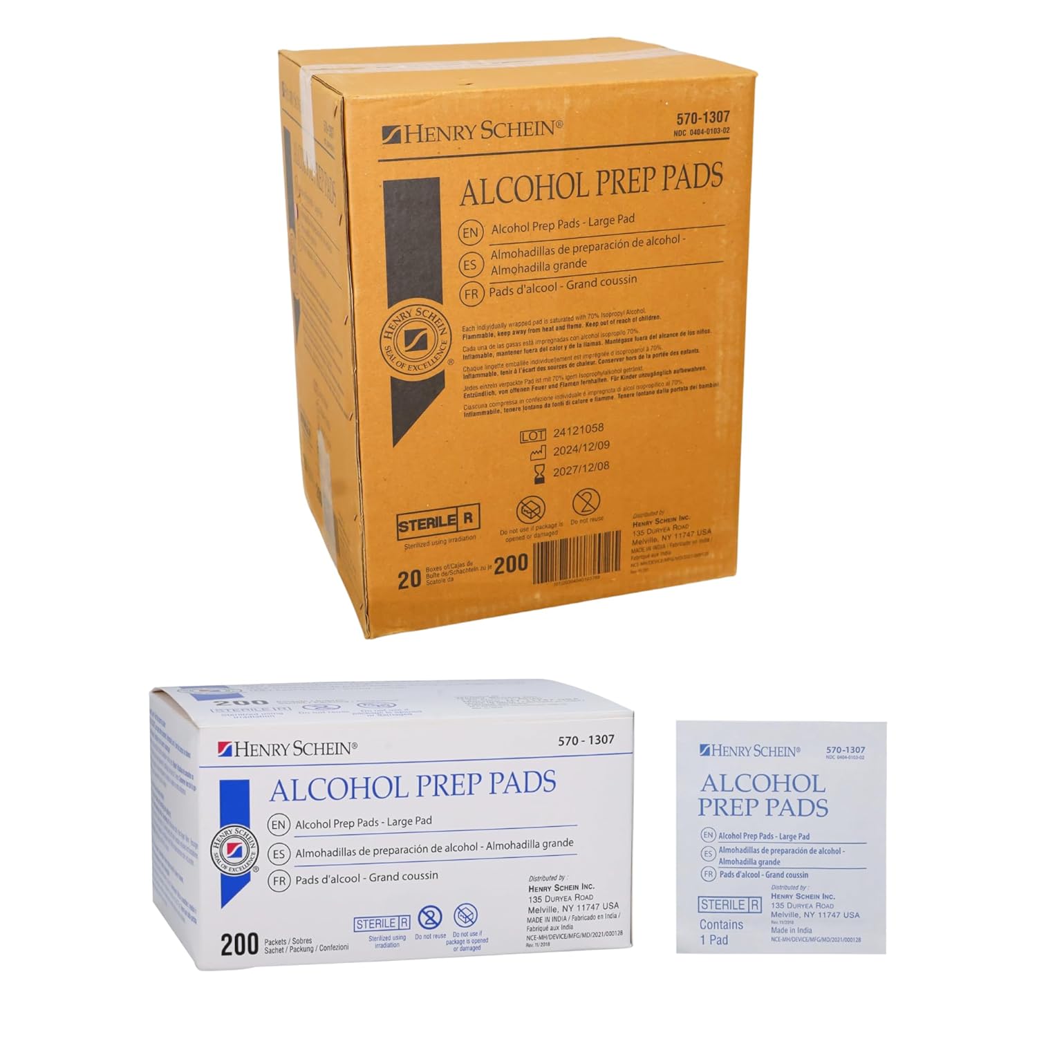 Henry Schein Alcohol Prep Pads - Large, 2-ply, Sterile