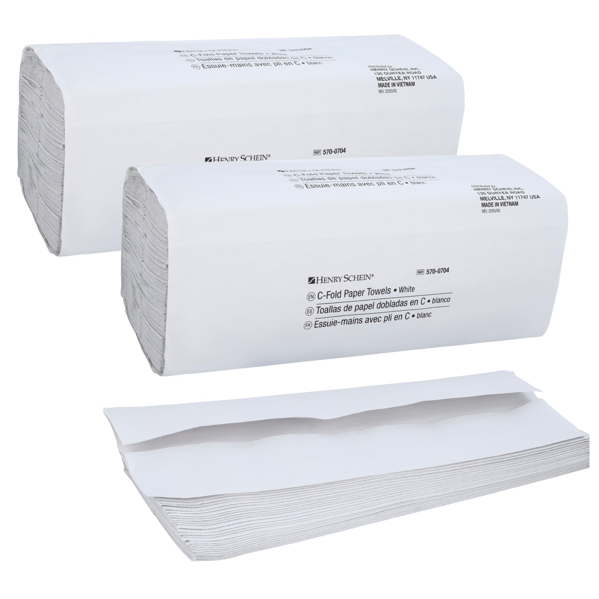 Henry Schein C Fold Paper Towels (570-0704) with Fast-Drying Absorbency Pockets, 200 C Fold Towels/Pack, White