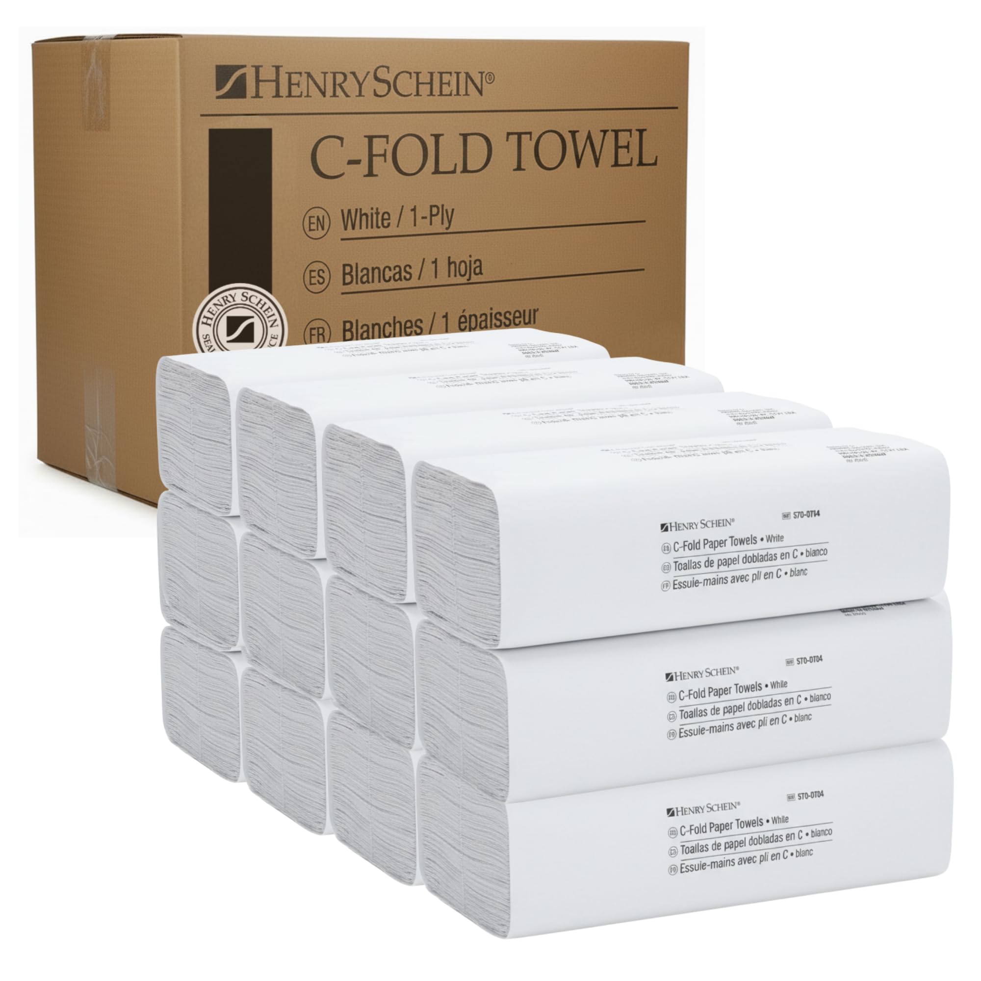 Henry Schein C Fold Paper Towels (570-0704) with Fast-Drying Absorbency Pockets, 200 C Fold Towels/Pack, White