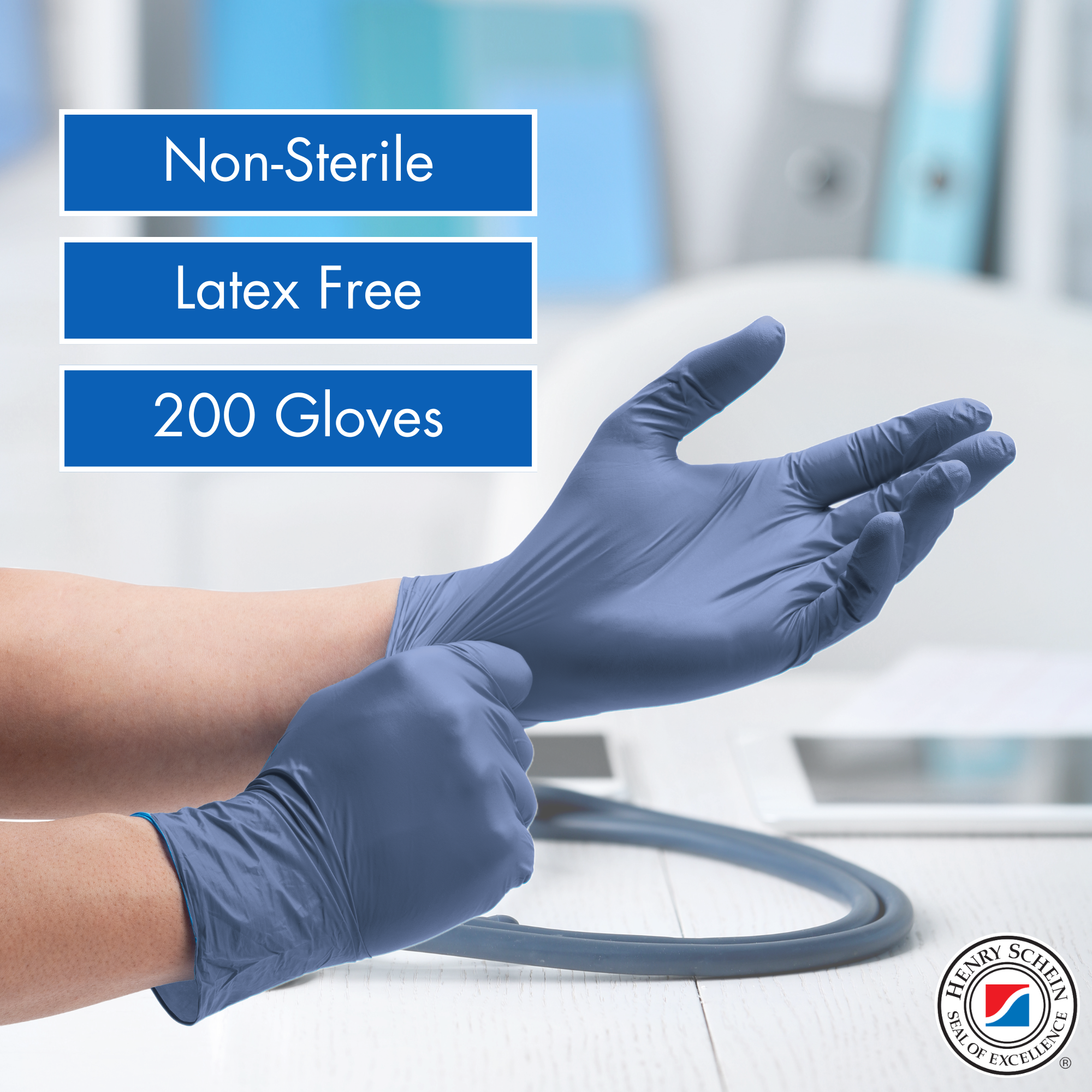 Criterion Low Derma Nitrile Exam Gloves, Slate Blue - Chemo Drug Tested, Latex-Free, Powder-Free, Chlorinated, Soft Stretch