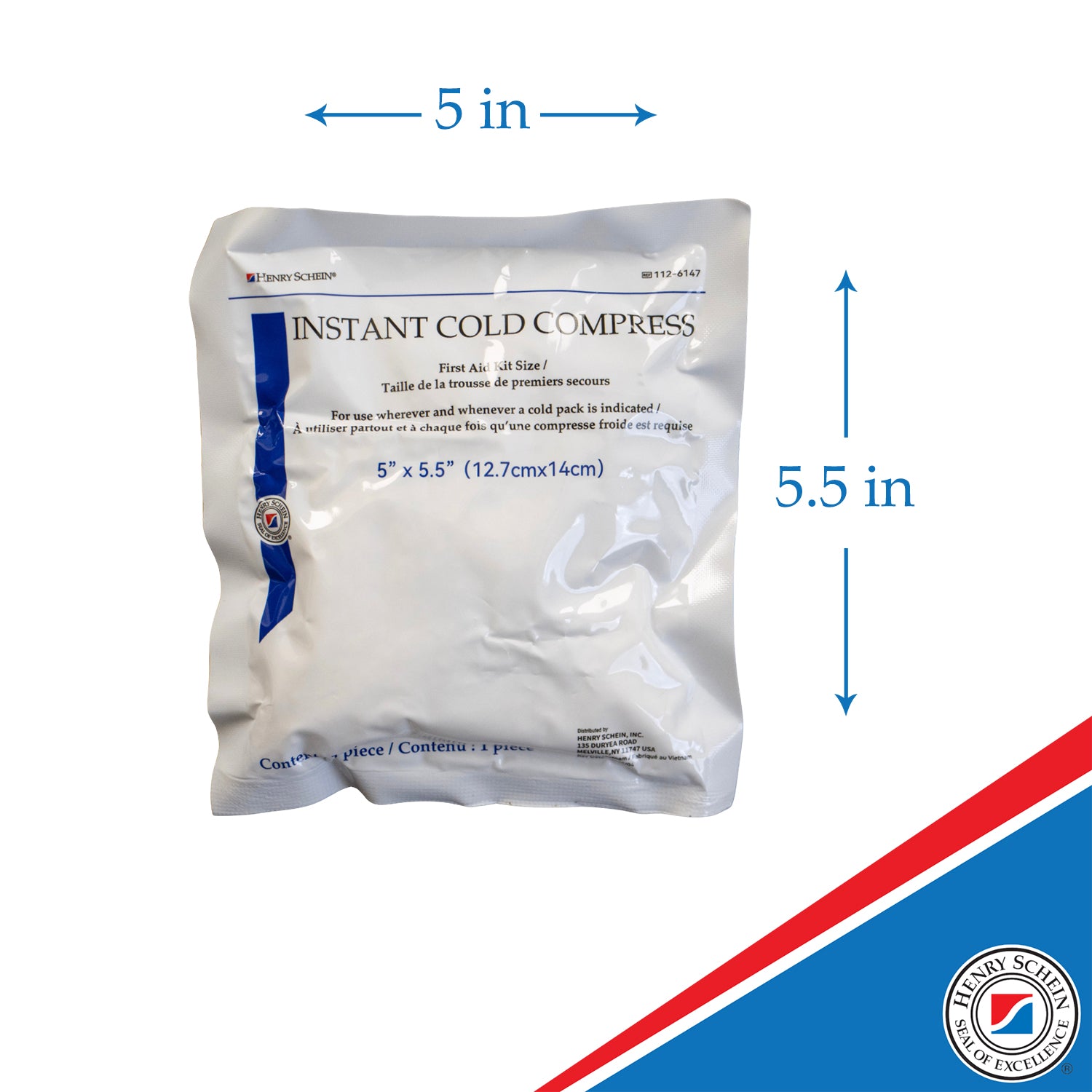 Henry Schein Instant Cold Packs, 5" x 5.5" (50 Pack) – Disposable Single-Use Ice Packs for Pain Relief, Swelling, Sprains, Sports Injuries, First Aid & Toothaches