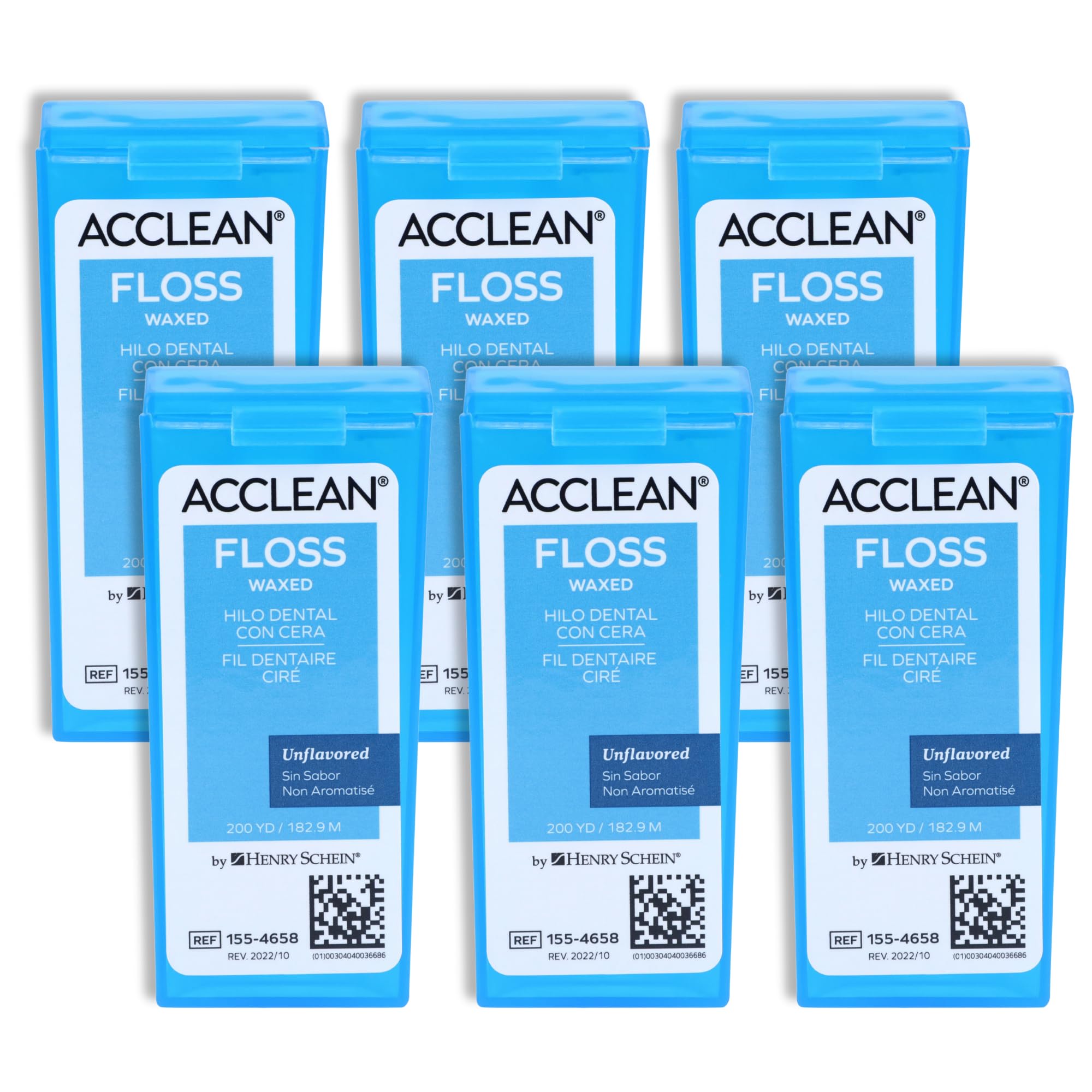 Acclean Dental Floss, Shred Resistant Nylon, Waxed, 200 Yards of Dental Floss, Unflavored, Office Size