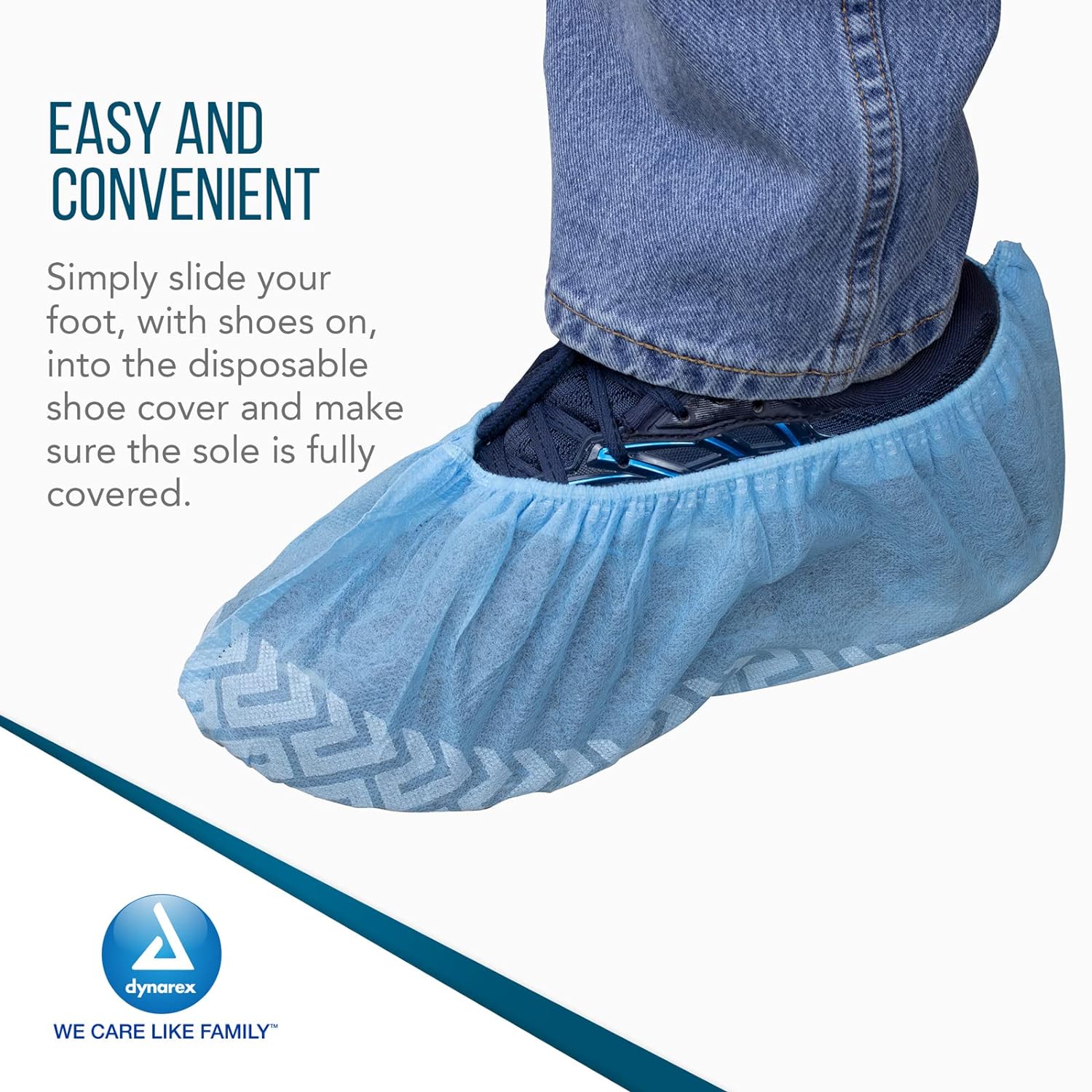 Dynarex Disposable Shoe Cover, Universal Size, Non-Conductive, have Sewn Seams with Elastic Opening and Fits Most Shoes, Blue, 1 Box of 150 pairs