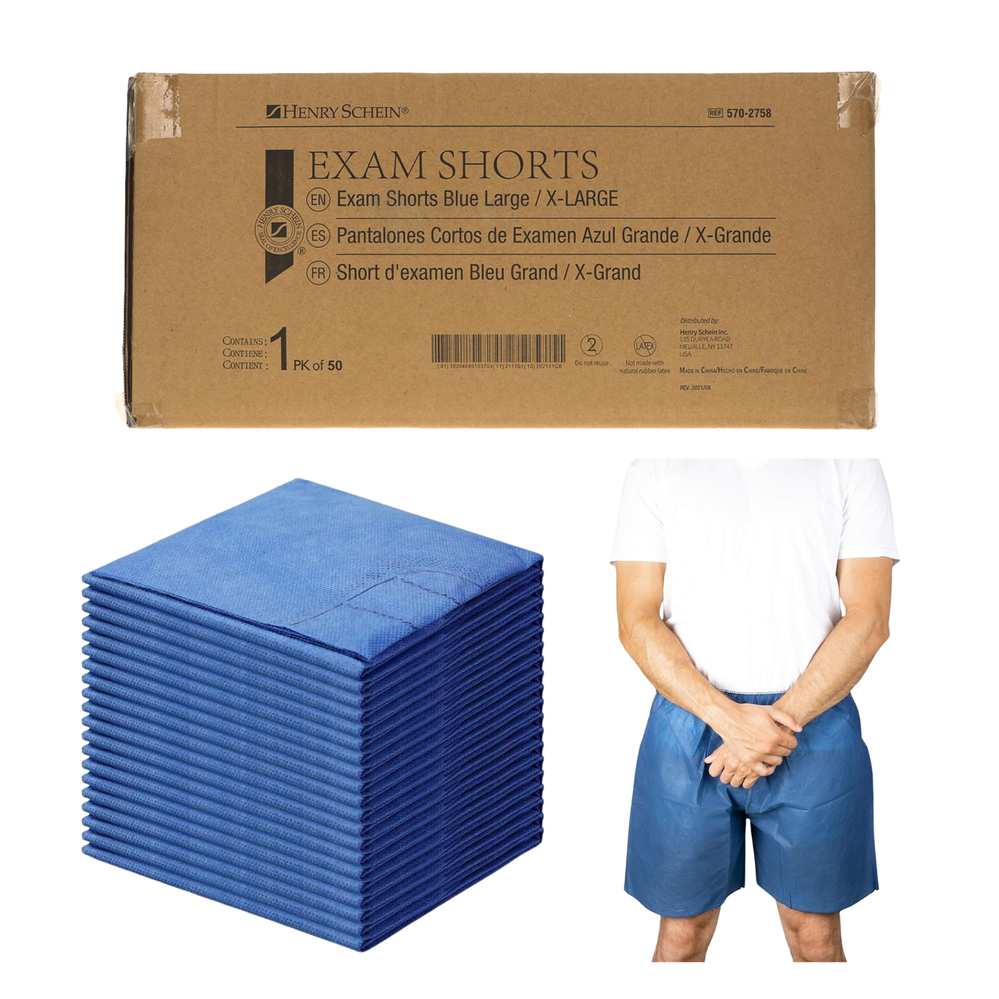 Henry Schein Disposable Exam Shorts – Unisex, SMS Material for Breathable Comfort – Medical Patient Apparel