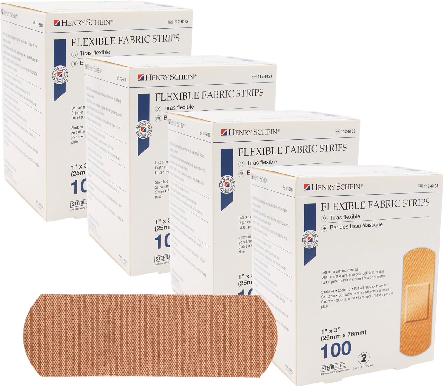 Adhesive Fabric Bandage Strips, 1" x 3", Sterile