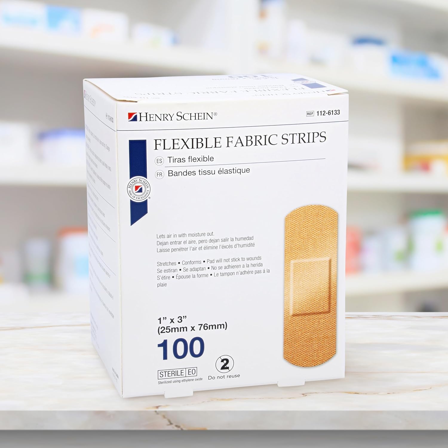 Adhesive Fabric Bandage Strips, 1" x 3", Sterile