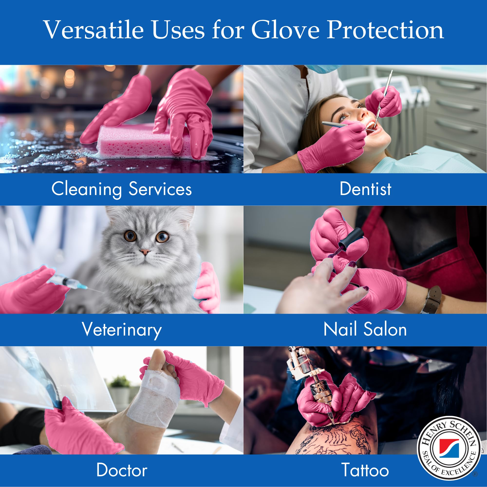 Henry Schein Criterion Nitrile Exam Gloves, Magenta Pink, 200/Box, Latex-Free, Powder-Free, Soothing Formula with Vitamin E and Aloe Vera