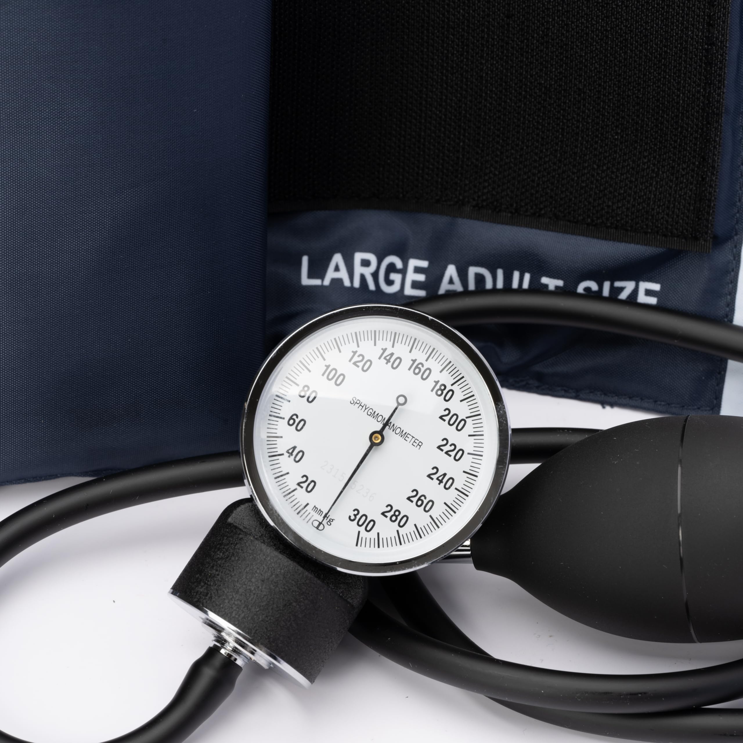 Aneroid Sphygmomanometer – Navy Blue Cuff, Manual Blood Pressure Monitor, Reusable, Dial Display, Includes Leatherette Carrying Case – 1 Count