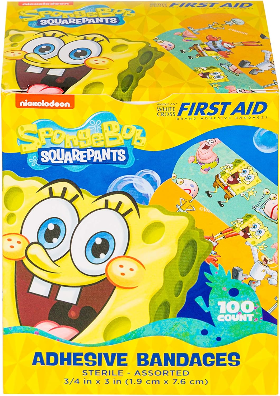 Adhesive Bandages for Kids - (Spongebob First Aid Supplies) (Sterile Stat-Strip 100 Count Box)