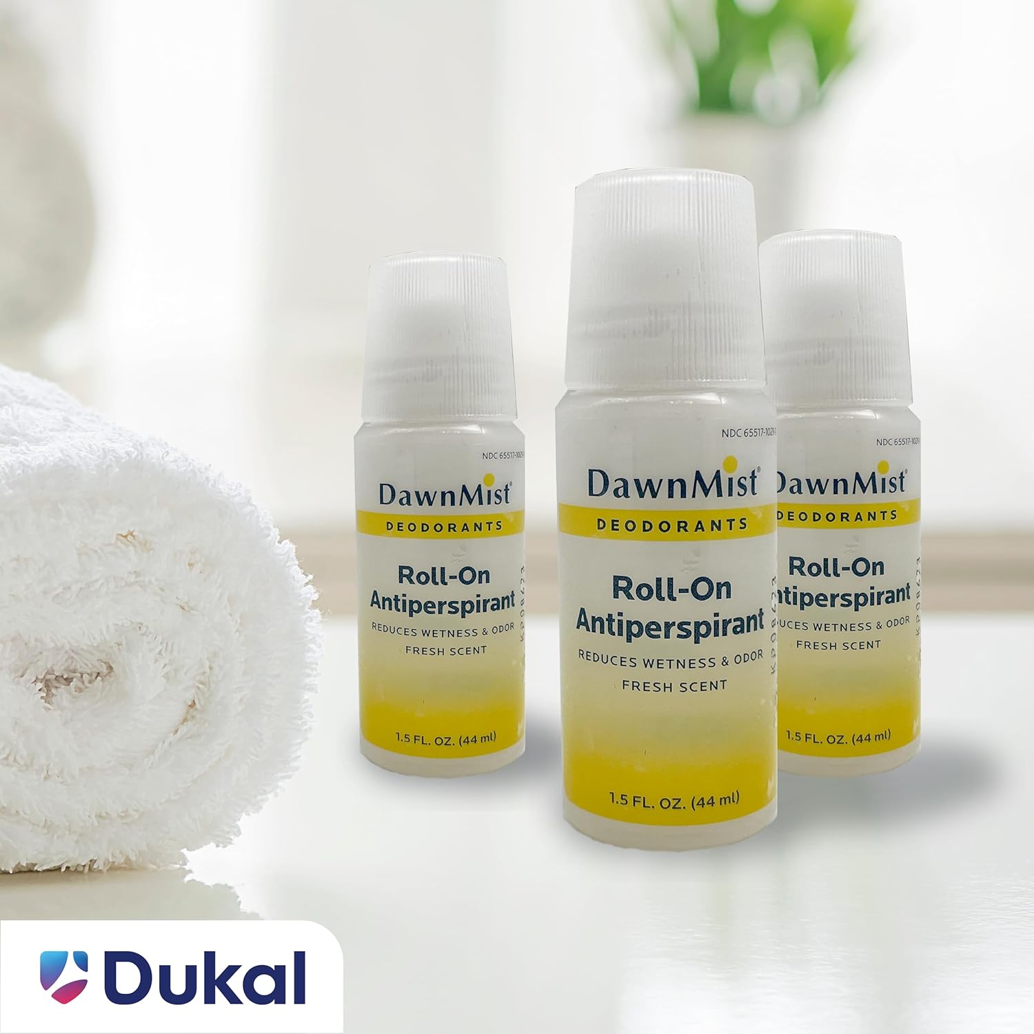 DawnMist Antiperspirant Deodorant Roll-On, 1.5 oz Clear Bottle – Fresh Scent, Long-Lasting Protection (Pack of 96)