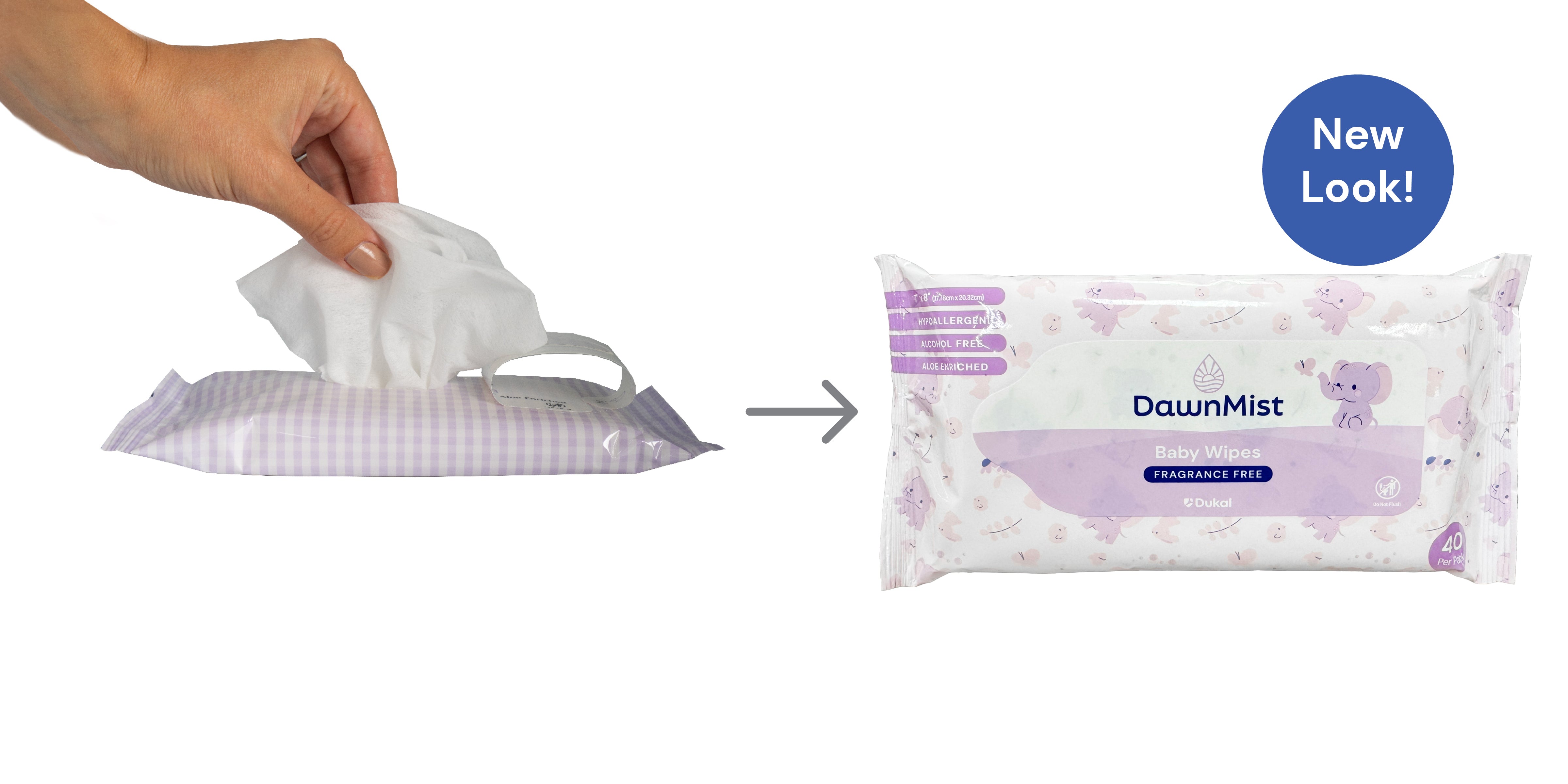 DawnMist Baby Wipes in Soft Pack with Peelable Lid, Unscented, 7" x 8"