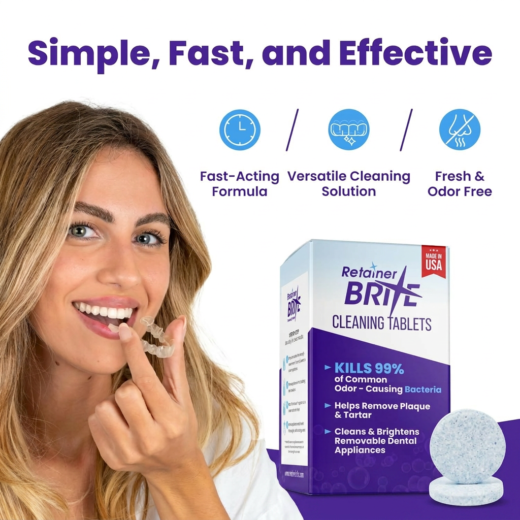 Retainer Brite Tablets for Cleaner Retainers and Dental Appliances - 96 Count