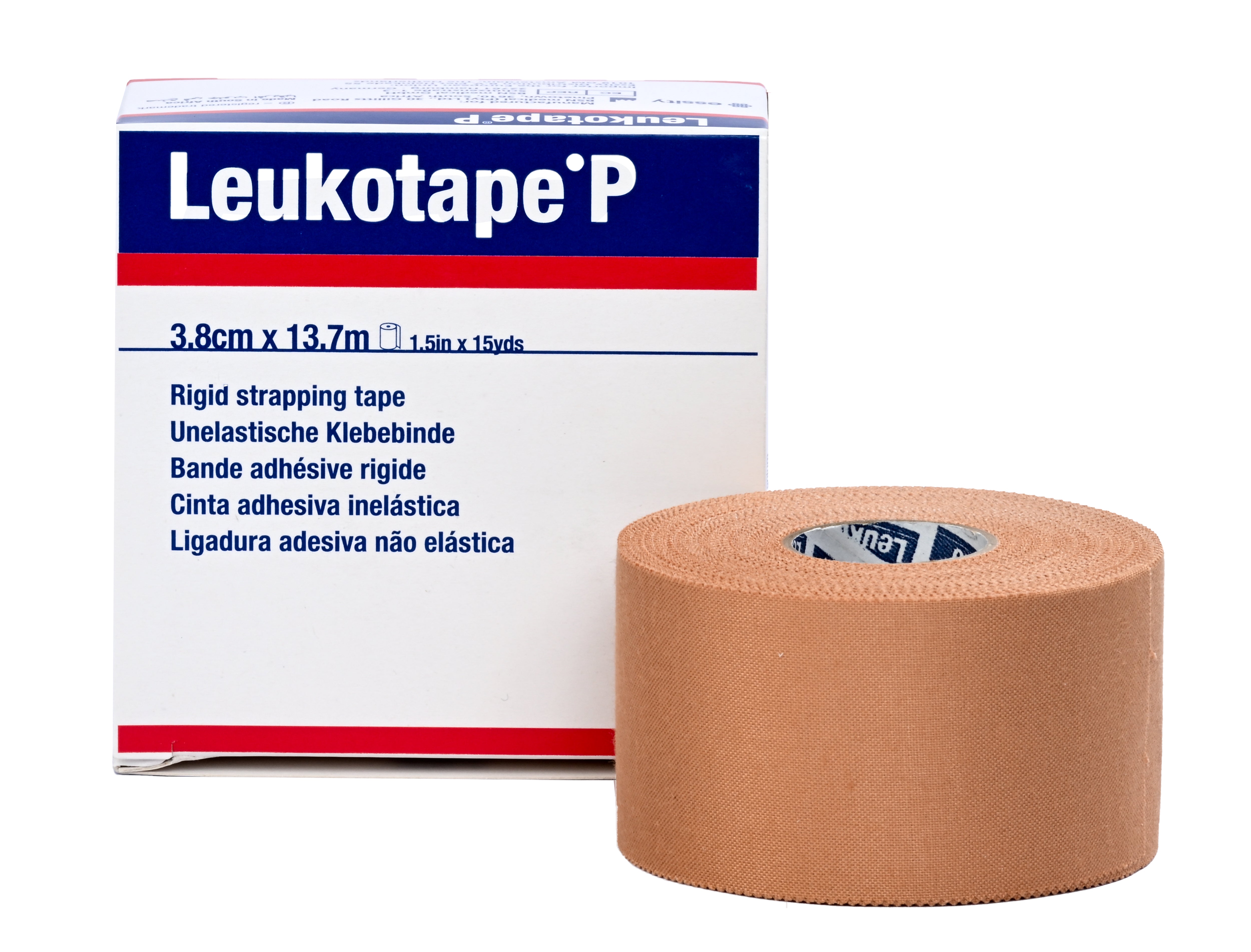 Leukotape P Adhesive Strapping Tape – for Sports Injuries, Strains and Sprains - 1.5 in x 15 yds, Tan, (1 Roll)