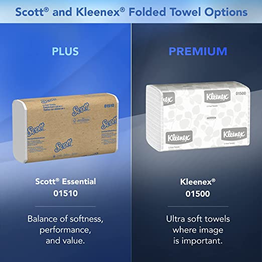 Kimberly-Clark Professional Kleenex C Fold Paper Towels (01500), Absorbent, White, 16 Packs/Case, 150 C-Fold Towels/Pack, 2,400 Towels/Case