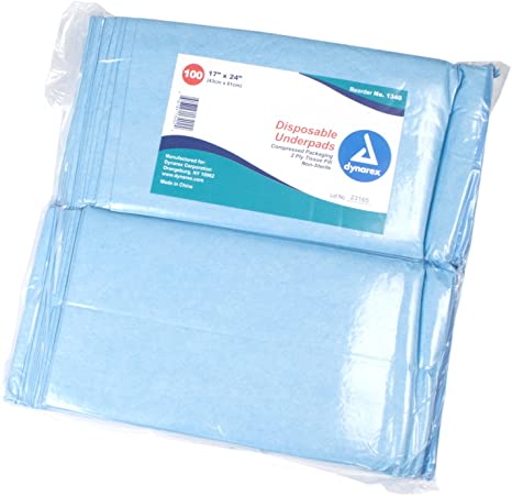 Dynarex 1340 Underpads, 17x24 in. Tissue Fill