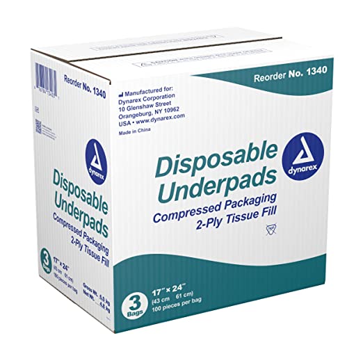 Dynarex 1340 Underpads, 17x24 in. Tissue Fill