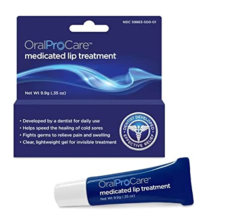 Oral ProCare Medicated Lip Treatment; Medicated Lip Gel; Invisible Gel Treatment for Lips and Healing of Cold Sores (0.35 ounce tube)