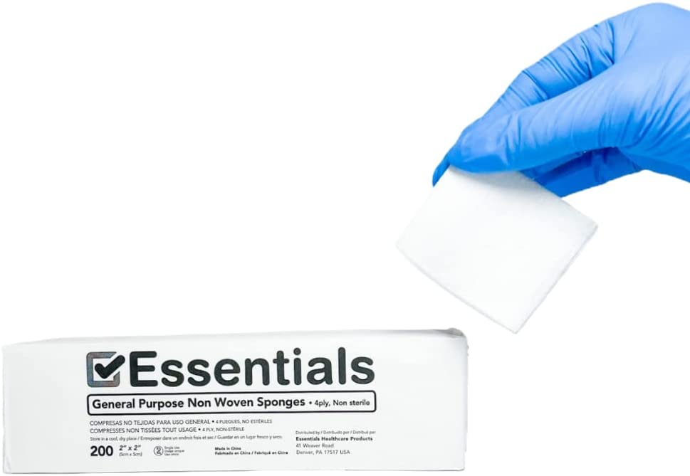 Essentials Sponge Non-Woven Cotton 2x2" 4 Ply Non-Sterile 200/pack