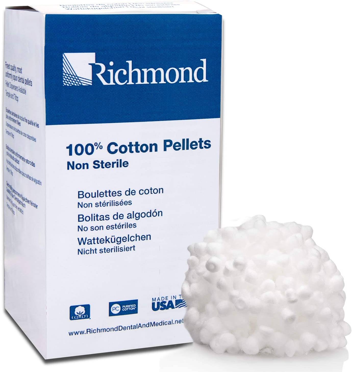 Richmond Dental & Medical 100107 Cotton Pellets, Size 2 (7/32" Diameter)