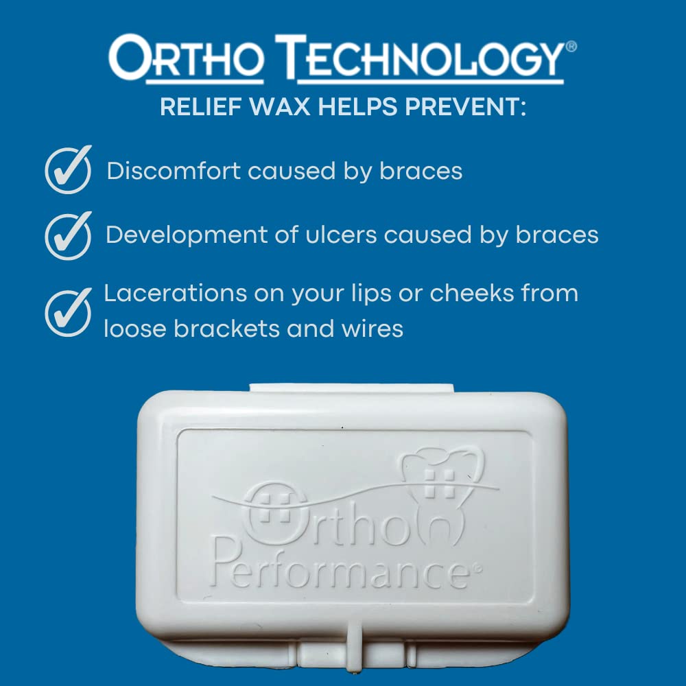 Ortho Performance Relief Orthodontic Wax; Relief for Braces. 10 packs of Relief Wax with Unscented Cases by Ortho Technology