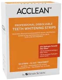 Acclean 10% Hydrogen Peroxide Teeth Whitening Strips; Dissolvable Whitening Strips; One (1) Box of 56 Dissolvable Teeth Whitening Strips