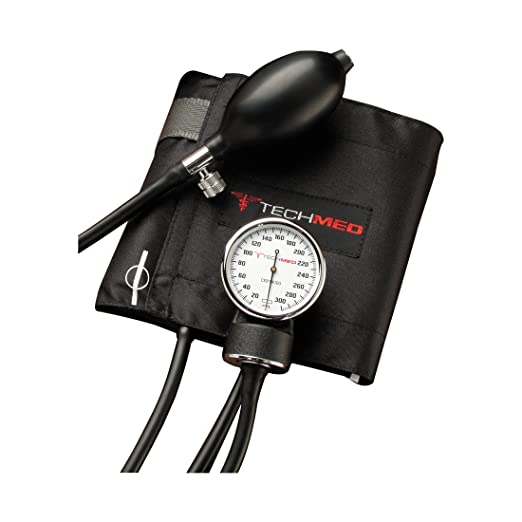 Tech-Med 2024 Blood Pressure Kit, 22" Standard Sphygmomanometer, Black Nylon Cuff (Pack of 1)
