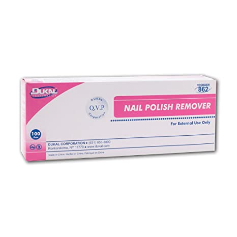 Dukal Nail Polish Remover Pads. Pack of 100 Acetone Free Remover Wipes. 2-ply Saturated Pads. Cleansing Pads. Nail Wipes. Effective and Easy to Use. Individually Packaged.