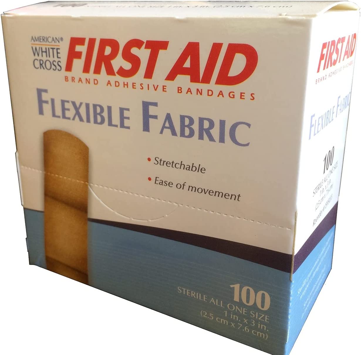 Sterile Lightweight Flexible Fabric Adhesive Bandages 1" x 3"