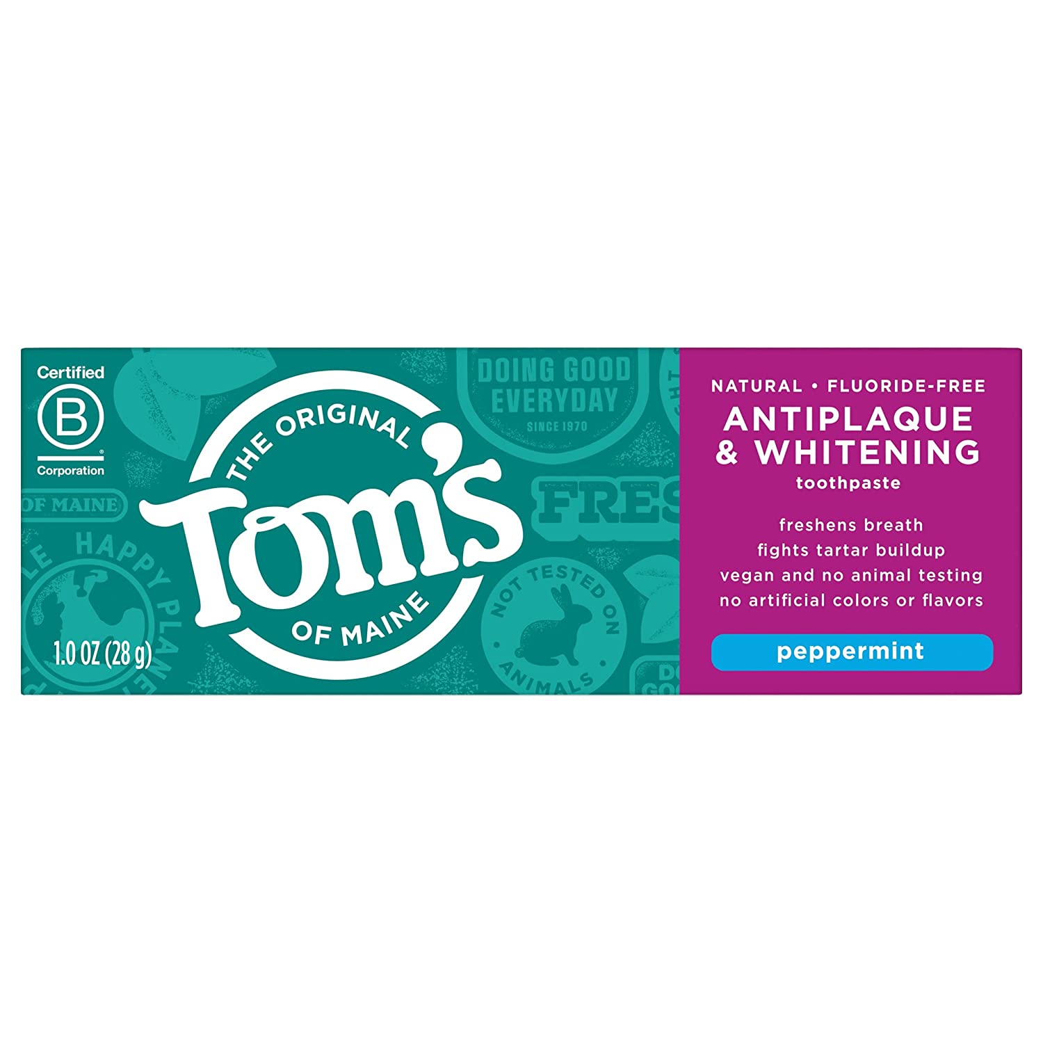 Tom's of Maine Antiplaque Tartar Control plus Whitening Toothpaste Trial Size, Peppermint - 1 oz