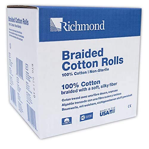 Richmond Dental & Medical 201226 4", Medium Braided Cotton Roll, Nonsterile (Pack of 250)