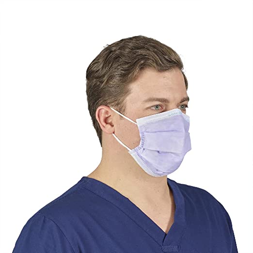 HALYARD FLUIDSHIELD 1 Disposable Procedure Mask w/SO Soft Lining and SO Soft Earloops, Lavender, 25868 (Box of 50)