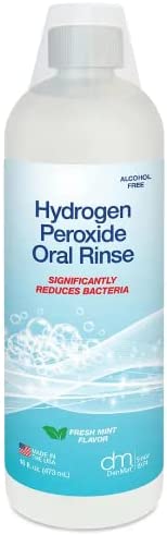 Hydrogen Peroxide Oral Rinse by DenMat; Fresh Mint Flavor. One Bottle of 16 Fluid Ounces (473 mL). Alcohol Free, for Oral Health, Minor Mouth Irritations, and Minor Gum