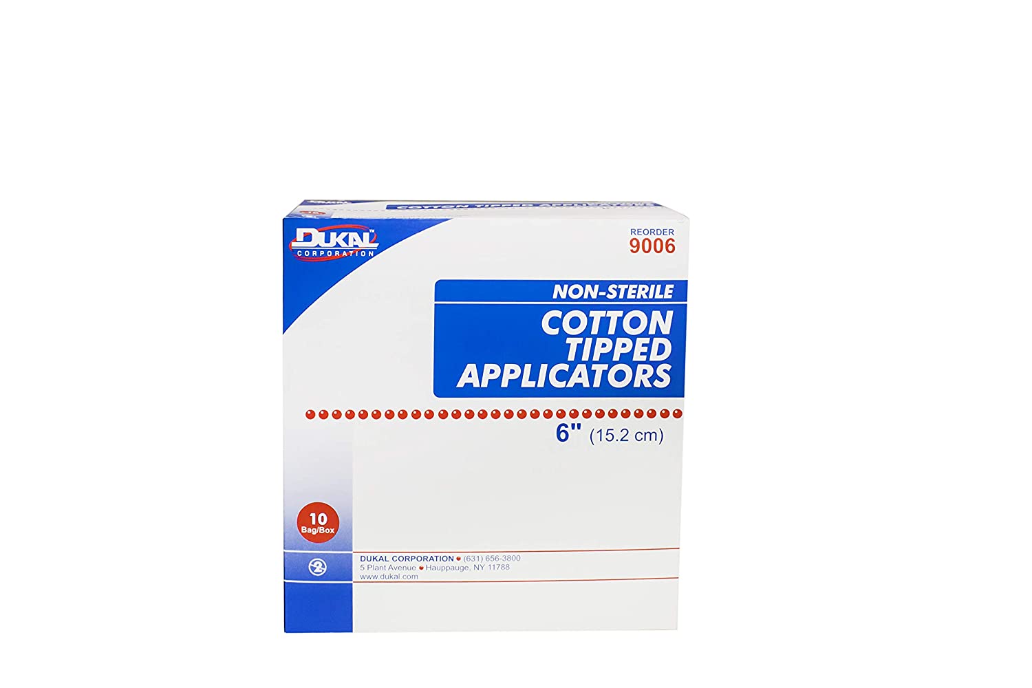 Dukal 9006 Cotton Tipped Applicator, Non-Sterile, 6" (10 Bags of 100) (Pack of 1000)