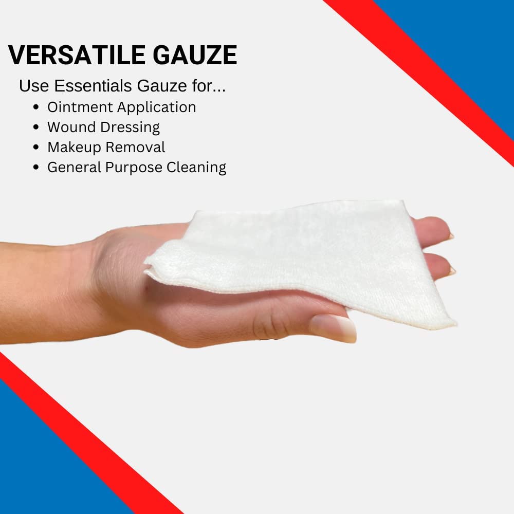 Essentials Non-Sterile Gauze Sponges – 200 Count, 4-Ply, 4’’ x 4’’ Gauze Pads, One Package, Non-Woven Gauze Sponges, Wound Care Product for First Aid Kit/Medical Facilities