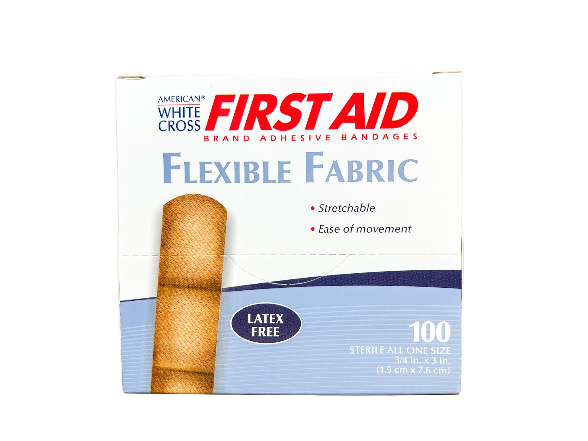 1580033 - Description : Fabric Adhesive Strips; Lightweight - American White Cross Fabric Adhesive Strips, Sterile, DUKAL Corporation - Box of 100