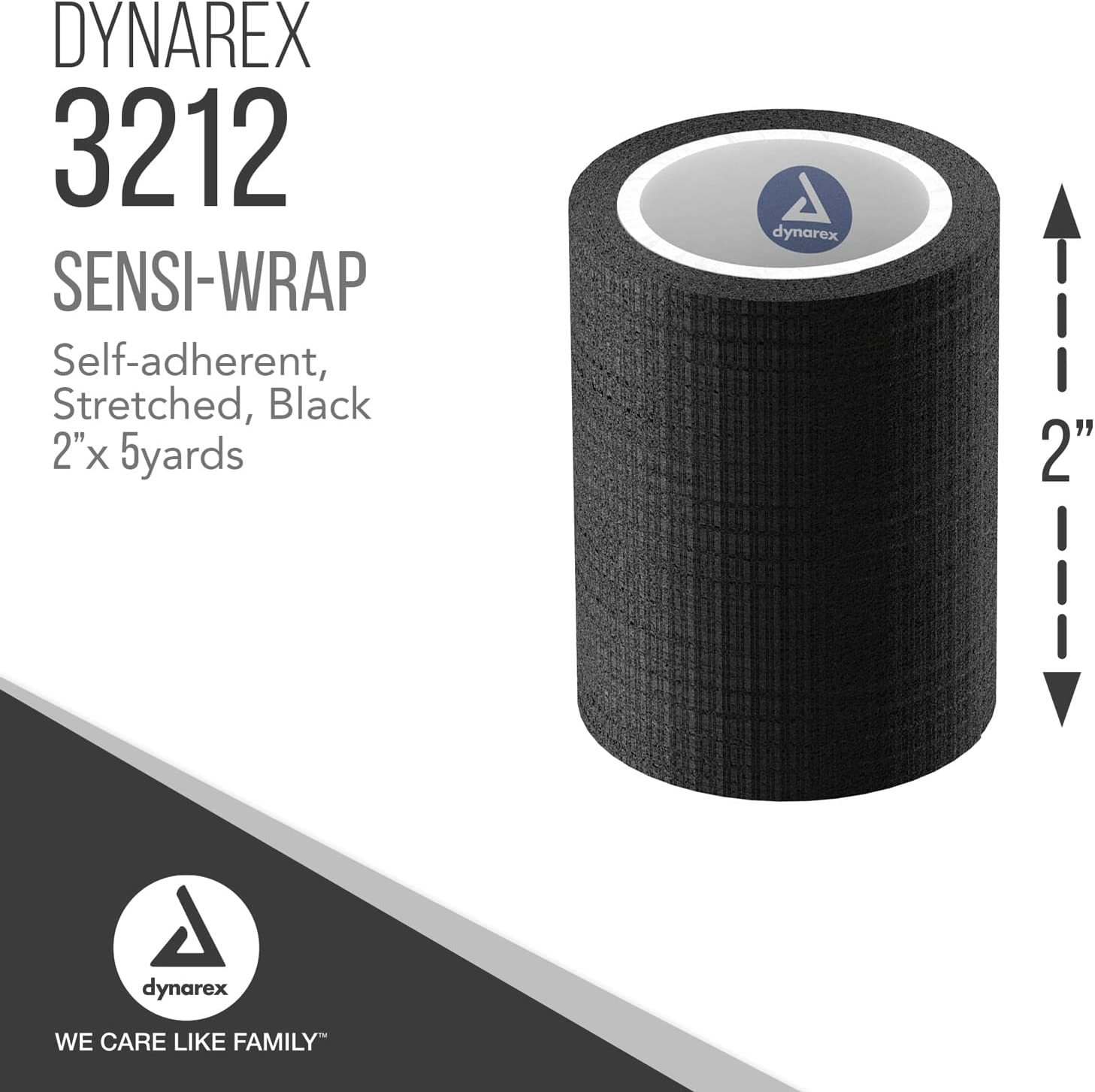 Dynarex Sensi-Wrap Bandage Rolls are a Self-Sticking Wrap Provides Stay in Place Compression. Great for Tough to Wrap Areas of The Body, Over a Bandage or Tattoo. Black, 2” x 5 yds, 1 Box of 36 Rolls