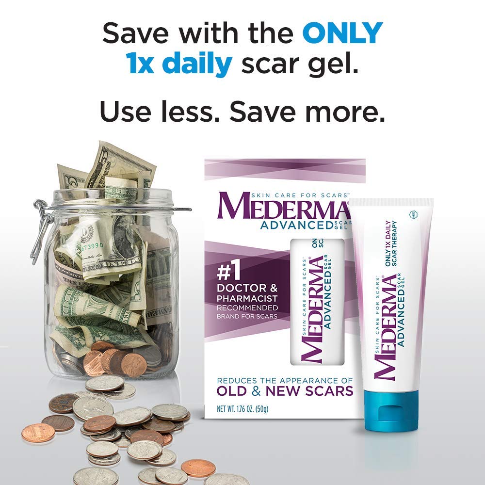Mederma Advanced Scar Gel - 1x Daily - Reduces The Appearance of Old & New Scars - #1 Doctor & Pharmacist Recommended Brand for Scars - 1.76oz.