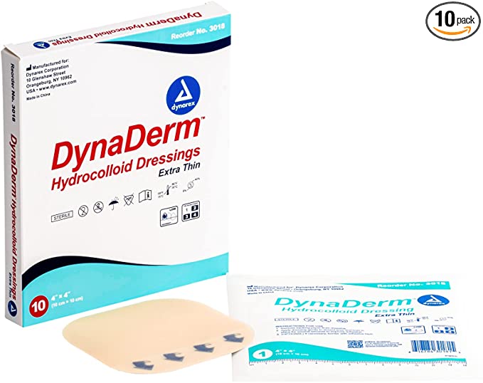 Dynarex Dynaderm Hydrocolloid Dressing, 4 X 4 Inch