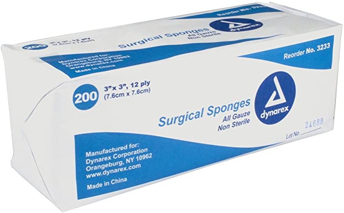 Gauze Sponges, Bulk, Non-Sterile - 3" x 3", 12 ply