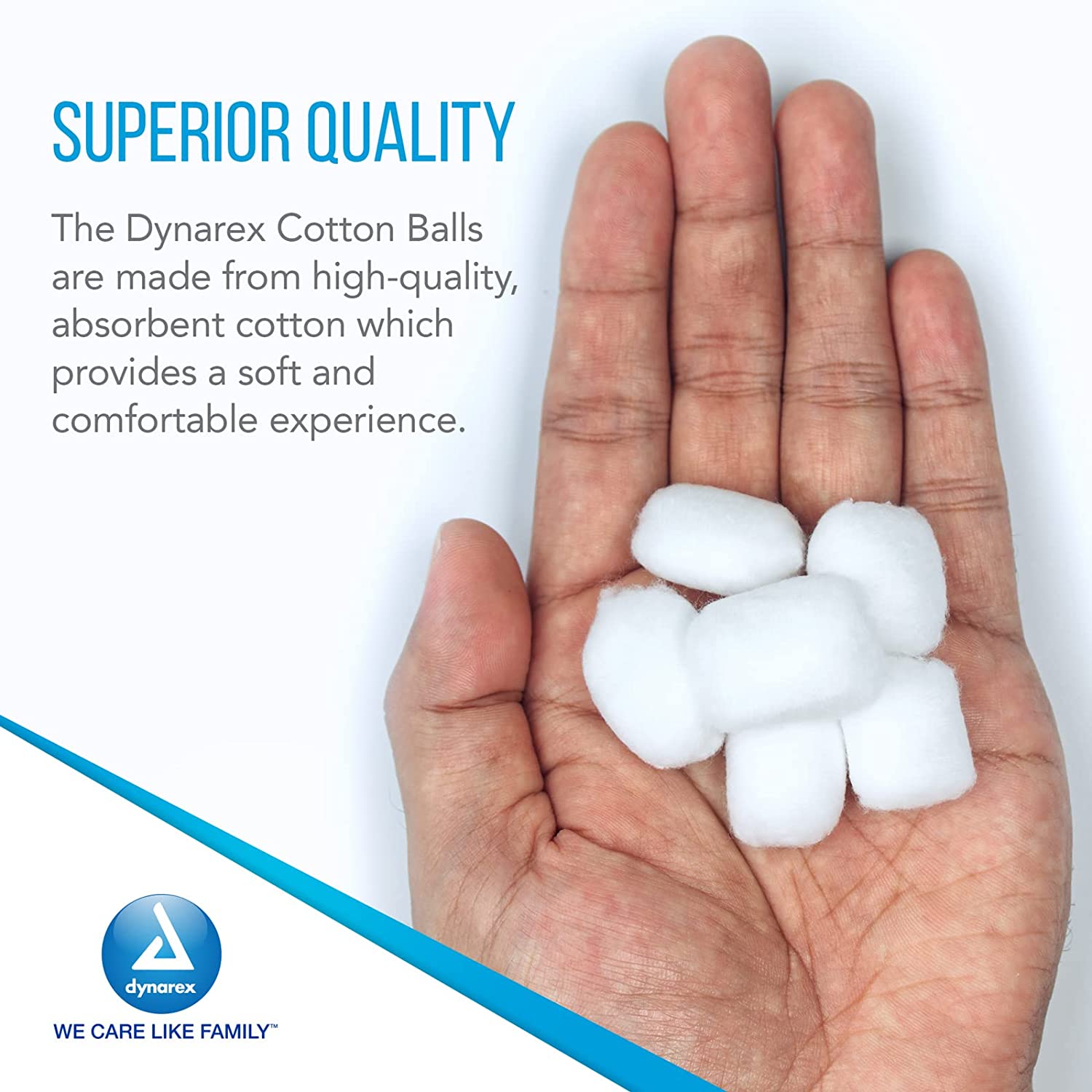 Dynarex Cotton Balls, Non-Sterile and Large Sized, Latex-Free and Absorbent, For Skin Cleansing, Crafts, & as Makeup Remover