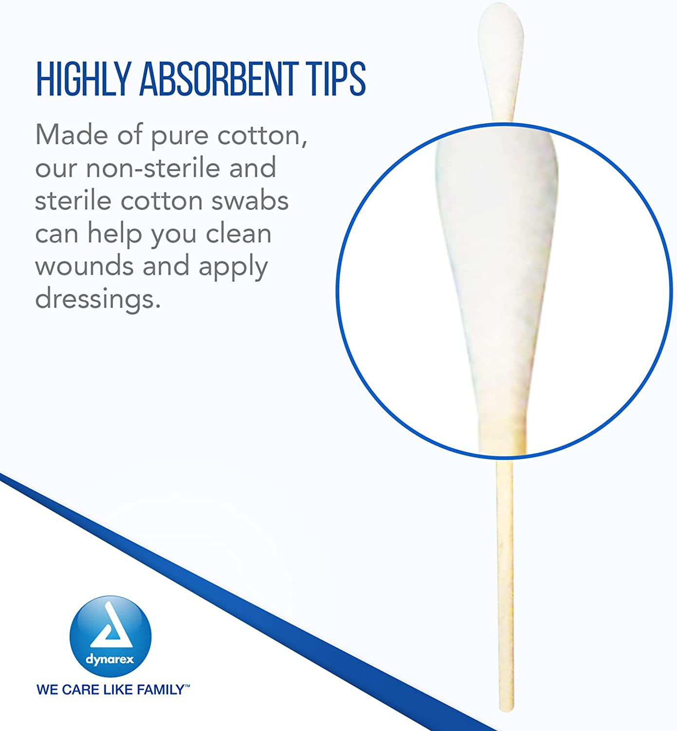 Dynarex 6-Inch Sterile Cotton Tipped Applicators - Single-Use Wooden Cotton Tip Applicators for Wound Care & Dressing, Hygiene, Make Up, Cleaning Tools, Jewelry - 1 Box of 200 Pouches, 2 per Pouch