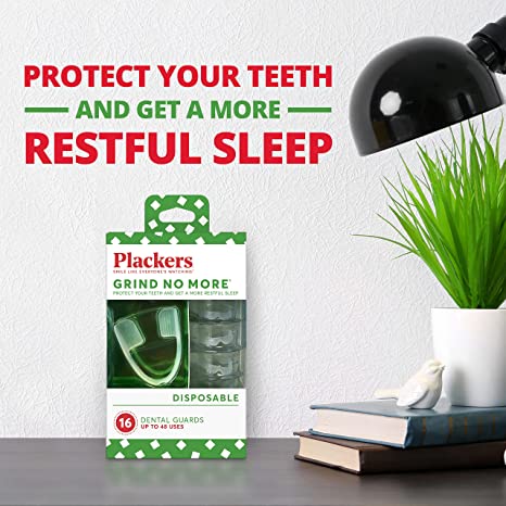 Plackers Grind No More Night Guard, Nighttime Protection for Teeth, Sleep Well, BPA Free, Ready to Wear, Disposable, One Size Fits All, 10 Count