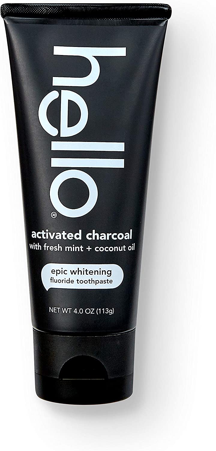 Hello Oral Care Activated Charcoal Fluoride Whitening Toothpaste, Vegan & SLS Free, 4 Ounce (Pack of 1)