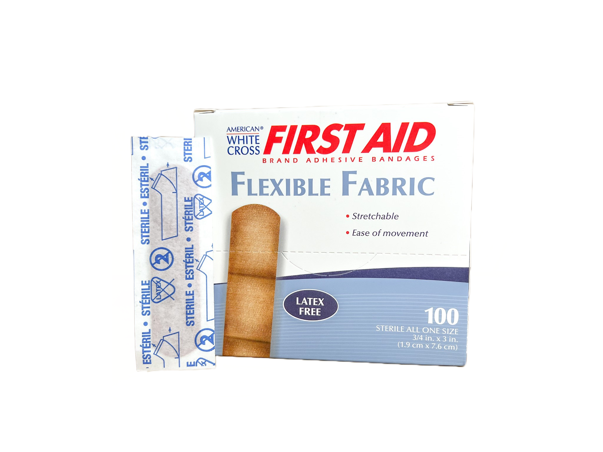 1580033 - Description : Fabric Adhesive Strips; Lightweight - American White Cross Fabric Adhesive Strips, Sterile, DUKAL Corporation - Box of 100
