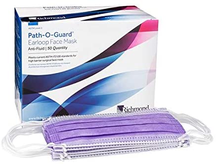 Richmond 400589 Path-O-Guard Level 3 Face Mask, Anti-Fluid, Lavender (Pack of 50)